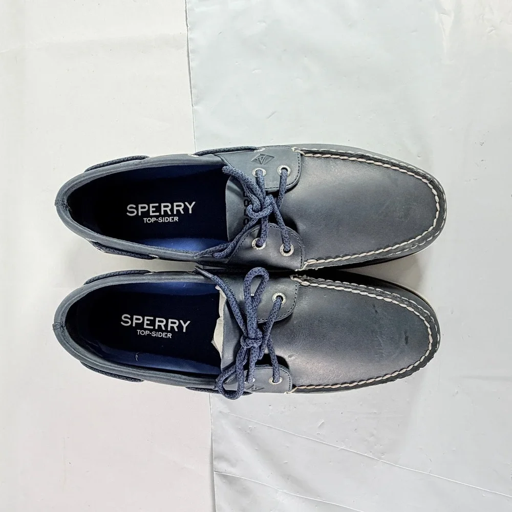 Sperry Top-Sider Leeward 2-Eye Navy Boat Shoes Men's Size 10.5 W New NIB